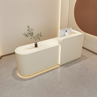 Comptoir de caisse, réception, mobilier commercial moderne en MDF avec éclairage LED pour magasin de vêtements, salon de beauté, hôtel, salle de sport, école