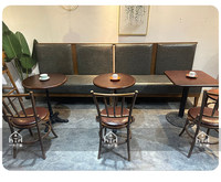 Ensemble table et chaises de restaurant en bois massif de style rétro américain, table durable, écologique, mobilier commercial extérieur pour cafés