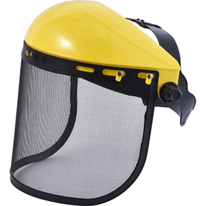 Protección para cabeza de construcción Industrial PP de alta calidad Escudo facial montado en la cabeza con visera de malla metálica negra - Product Image 1