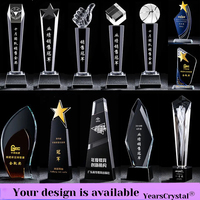 Trophée en cristal en forme de tour personnalisé Hotsale YearsCrystal Ligue des Champions avec impression en relief et coffret cadeau