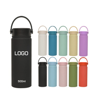 Gobelets isothermes en acier inoxydable de grande capacité avec logo personnalisé, thermos portable d'extérieur, bouteille d'eau isolée avec poignée en silicone