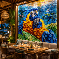 Vente directe usine : Mosaïque animale artisanale en forme de poisson, motif animal, mosaïque en verre marin pour décoration murale intérieure