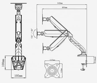 Support d'écran d'ordinateur KALOC à bras articulé pour moniteur de gaz unique, compatible écrans 17-32 pouces, réglage de la hauteur et rotation à 360°, modèle DS90