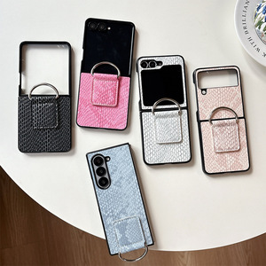 Custodia per Telefono Antiurto in PU con Motivo a Serpente Tinta Unita per <span class=keywords><strong>Samsung</strong></span> Galaxy ZFlip7, Design con Anello, <span class=keywords><strong>Cover</strong></span> Personalizzata per Huawei Pocket 2 - Product Image 2