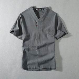 Vêtement <span class=keywords><strong>Homme</strong></span> <span class=keywords><strong>Grande</strong></span> <span class=keywords><strong>Taille</strong></span> Maison Mari 2024 Nouveau Ensemble d'Été en Lin T-shirt Mode Masculine Style Chinois 8XL 9XL Plus Deux Pièces - Product Image 3