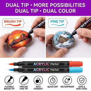 Marqueurs de peinture <span class=keywords><strong>acrylique</strong></span> à double pointe et double couleur, 24/48/72 couleurs, imperméables, séchage rapide, <span class=keywords><strong>pour</strong></span> peinture DIY sur <span class=keywords><strong>roche</strong></span>, verre, toile - Product Image 2
