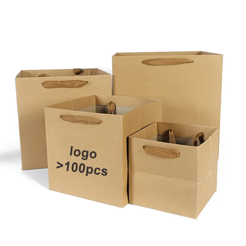 Impressão do logotipo fundo quadrado kraft papel saco fast food tirar sacos doces