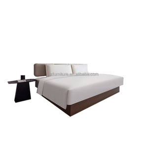OEM ODM Custom Budget Business Hotel Room Furniture Set Wood Veneer Integrated <b>Headboard</b> King Bed Nightstand for Homestay Motel - Product Image 6