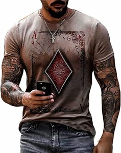 Fitspi all'ingrosso uomo 3D modello di Poker Tshirt Retro divertente grafica t-Shirt da uomo manica corta girocollo Casual camicia per gli uomini - Product Image 2