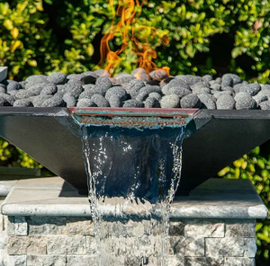 Pozo de fuego de acero y corten para exteriores, fuente de agua alimentada con gas propano y cuenco de fuego para piscina de gas para uso en patio y jardín de otoño - Product Image 4