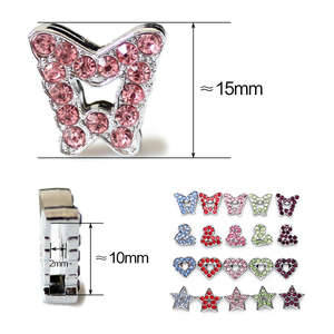 Braccialetto con ciondoli scorrevoli con strass di colore da 10mm che fa stelle cuore fiore Fit collari per animali domestici braccialetti portachiavi accessorio fai da te regalo - Product Image 2