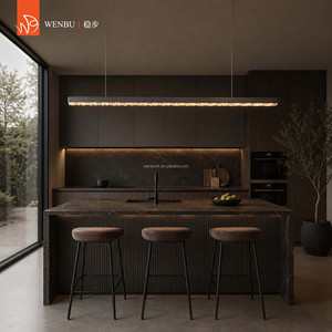 Luminaire suspendu linéaire en cristal bulle en bronze antique brossé pour salle à manger - Product Image 5