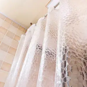 OEM ODM 3D PEVA Clear Shower Curtain For Bathroom Water Resistant Thickened Waterproof Plastic Transparent Shower Curtain Liner