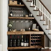 Meuble de rangement pour vin de style vintage moderne, en bois massif et acier inoxydable, écologique, pour la maison et la cuisine