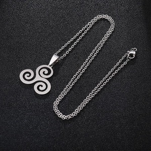 Collar con Colgante Inspirado en la Película Teen Wolf, <span class=keywords><strong>Triskele</strong></span>, Triskelion, de Acero Inoxidable Plateado, Joyería Redonda para Mujer, Regalos - Product Image 4