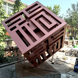 Scultura Personalizzata in Acciaio Inossidabile, Specchio Paesaggistico, Decorazione Cava, Grande <span class=keywords><strong>Cubo</strong></span> <span class=keywords><strong>di</strong></span> <span class=keywords><strong>Rubik</strong></span> Intagliato, Decorazione Quadrata per Esterni - Product Image 2