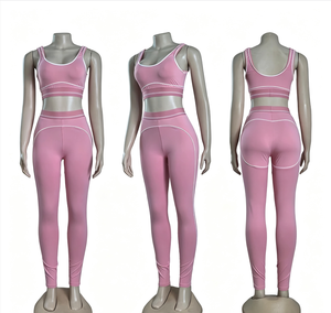 Y0998 Conjunto de 2 Piezas de Moda: Chaleco Deportivo sin Mangas de 9 Colores y <span class=keywords><strong>Pantalones</strong></span> de Cintura Alta con Efecto Levanta Glúteos, Venta al Por Mayor - Product Image 4