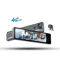 3Chs 1080 + 720 + 720P Record 4G 10.88 "IPS MirrorCar Dvr avec WIFI GPS ADAS Car Black Box Android 8.1 4G Live Streaming sur téléphone