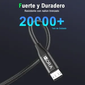Cavo dati Micro USB V8 intrecciato resistente da 1 m per ricarica rapida, nero, compatibile con telefoni cellulari, tablet e stampanti - Product Image 3