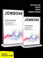 Support publicitaire/tablette/menu en acrylique transparent personnalisable (affichage double face avec insertion de carte)
