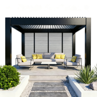 Pergola en aluminium motorisée, intelligente, écologique, inspirée de la nature, résistante à la pluie, avec lames orientables, pour terrasse au bord de la piscine