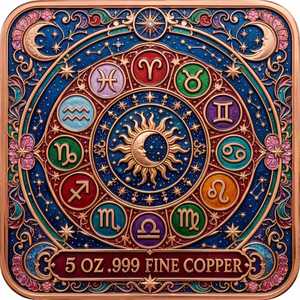 Barra Metallica da Collezione 5 oz 999 Rame Leone 3D ad Alto Rilievo Colorata UV Effetto Proof-like, Medaglia Zodiacale, Artigianato Metallico - Product Image 4