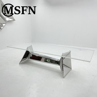 Table à manger géométrique de luxe moderne, pieds en acier inoxydable poli, plateau en acrylique, taille personnalisable, maison, appartement, hôtel, villa