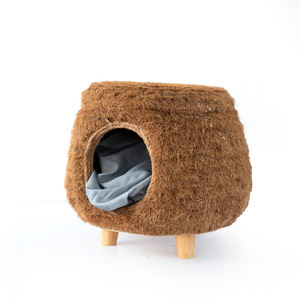 Популярная индивидуальная деревянная лежанка-пещера для собак из полипропиленовой ткани, удобная лежанка для животных из натурального ротанга - Product Image 3