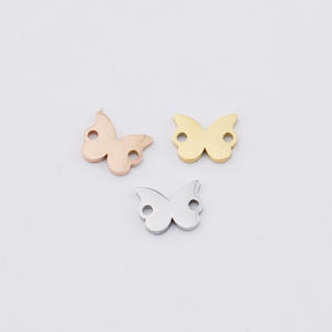 10X8Mm Rvs Metalen Sieraden Accessoires Vinden Dubbele Twee Gaten Vlinder Shape Hanger Charm Voor Ketting Armband - Product Image 1