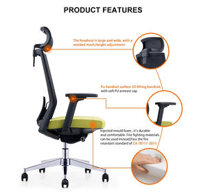 Chaise de <span class=keywords><strong>bureau</strong></span> pivotante en maille à dossier haut avec support lombaire et accoudoirs 3D, fournisseurs chinois - Product Image 2