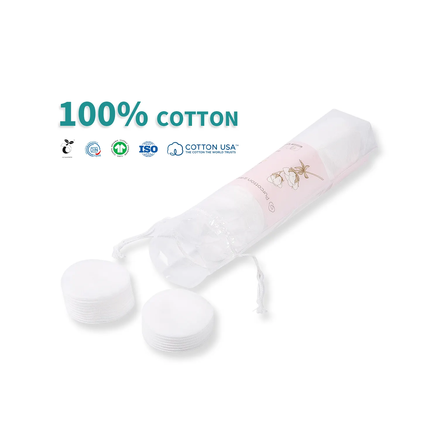 Pur cotton Soft Facial Cotton Pads für sanfte Make-up-Entfernung und Hautpflege Bio-Make-up-Entferner-Pads für empfindliche Haut