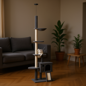Arbre à chat avec griffoir 4 niveaux, design moderne pour chats d'intérieur, mobilier ludique pour félins, matériau en bois écologique - Product Image 2