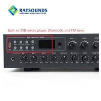 Amplificateur de puissance commercial 6 zones pour sonorisation 500W 100V 70V 4-16 Ohms, amplificateur de mixage PA avec sirène multi-micros pour écoles