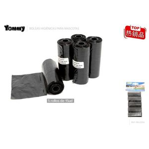 Bolsas para Desechos de Mascotas Yommy, 5 Rollos de 15 Unidades Cada Uno, para Perros y Gatos, Eliminación Higiénica - Product Image 2