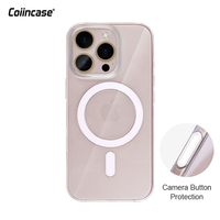 Coque de téléphone magnétique transparente en PC rigide anti-traces de doigts, protection 360°, revêtement anti-rayures, couleurs personnalisables pour 15 Pro Max