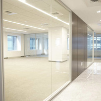 Cloison de séparation en verre pour bureau, sans cadre, simple/double vitrage, personnalisable, avec verre transparent