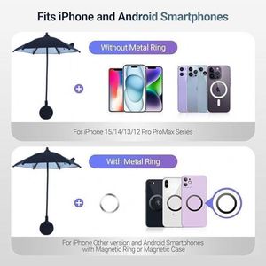 Custom Logo <b>Screen</b> Printed Magnetic Retractable Phone Umbrella Stand Mini Sunshade <b>Sun</b> Protection <b>Car</b> Holder - Product Image 2