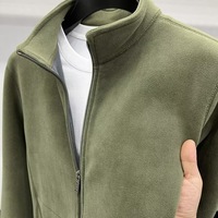 Vestes d'hiver en polaire pour hommes, coupe ample, col montant, fermeture éclair, couleur unie, haute qualité, faible MOQ, décontractées, pour le quotidien, chaudes