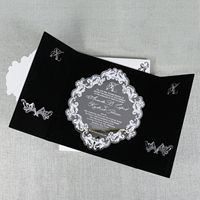 Dossier d'invitation de mariage de luxe en velours rouge bordeaux Carte d'invitation en acrylique transparent LOGO personnalisé en feuille d'or