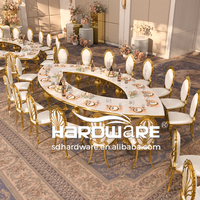 Ensemble de table et de chaises de banquet rondes en acier inoxydable et MDF pour hôtels de luxe et mariages