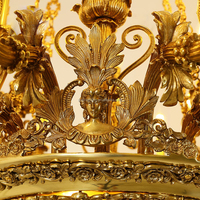 Lustre antique en laiton massif, style palais, lampe suspendue sculptée pour hall d'hôtel, villa, éclairage de plafond haut