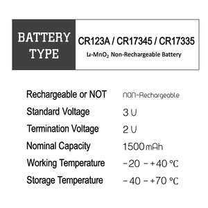 Cr123a 3v 1500mah cr2 с таблетками cr123a литиевая батарея для электронного измерителя - Product Image 4