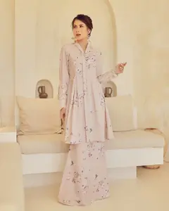 SIPO Eid Borong malesia Baju Kurung all'ingrosso in Vietnam donne moderne Fesyen ricamo pizzo floreale Baju Kebarung