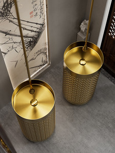 Lujoso Lavabo <span class=keywords><strong>Retro</strong></span> de Pie con Columna Circular y Protección Antipatadas para Baño - Product Image 3