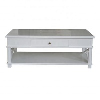 HL543 Hampton Vintage Farmhouse Rustique X-Brace Mobilier de salon français Table à café et à thé en bois massif de chêne