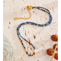 Collier ras du cou en pierres naturelles, perles simulées, plaqué or 18 carats, acier inoxydable, bijoux