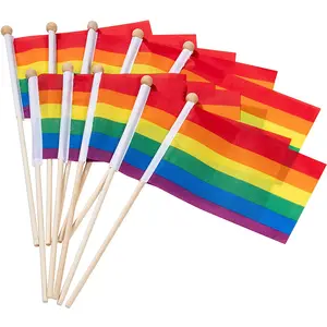 ขายส่งที่กำหนดเองมือถือธงเหตุการณ์หรือเทศกาลธงมือของ LGBT รุ้งภูมิใจเกย์