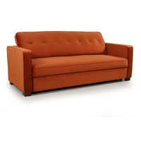 Canapé-lit 3 places en tissu orange avec ottoman, canapé-lit convertible pour salon, appartement, multi-usages