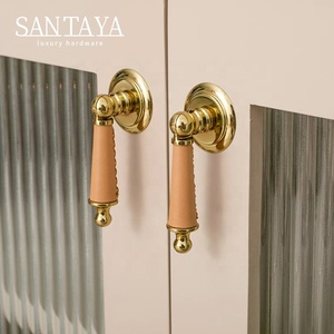 Santaya PVD 金色黄铜拉手 厨房橱柜拉手 卧室衣柜抽屉把手 家具挂件 皮革拉手 - Product Image 5