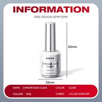 LOGO Super Qualité Base Coat Chrome Transparent Sans Adhésion Poudre Chrome Usage Professionnel Gel de Base Vernis à Ongles OEM Personnalisation Gratuite Vernis à Ongles